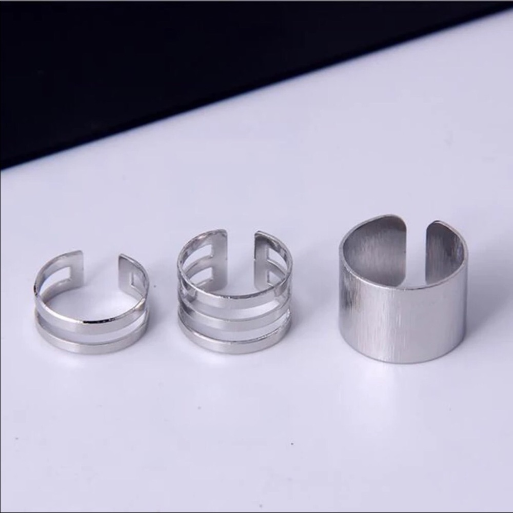 New! Set Of 3 Adjustable Rings! Gold & Silver Ring - Picture 4 of 5